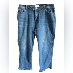 Lane Bryant Blue Denim Boyfriend Mid Rise Signature Capri Jeans Womans Sz 14